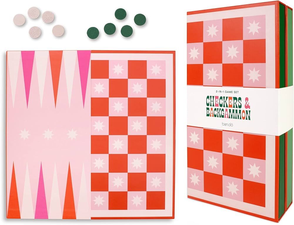 ban.do Game Night! 2-in-1 Checkers and Backgammon Board, Checkers Board Game and Backgammon Set f... | Amazon (US)