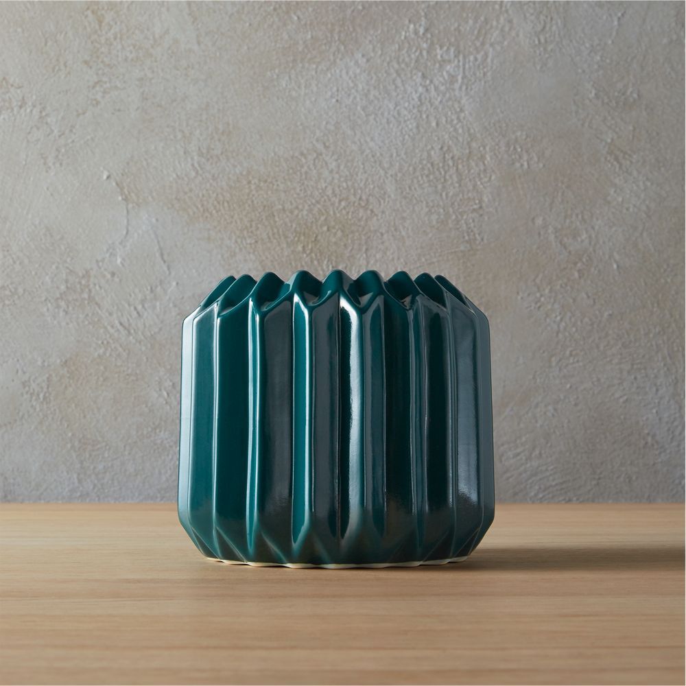 accordion teal vase-planter | CB2