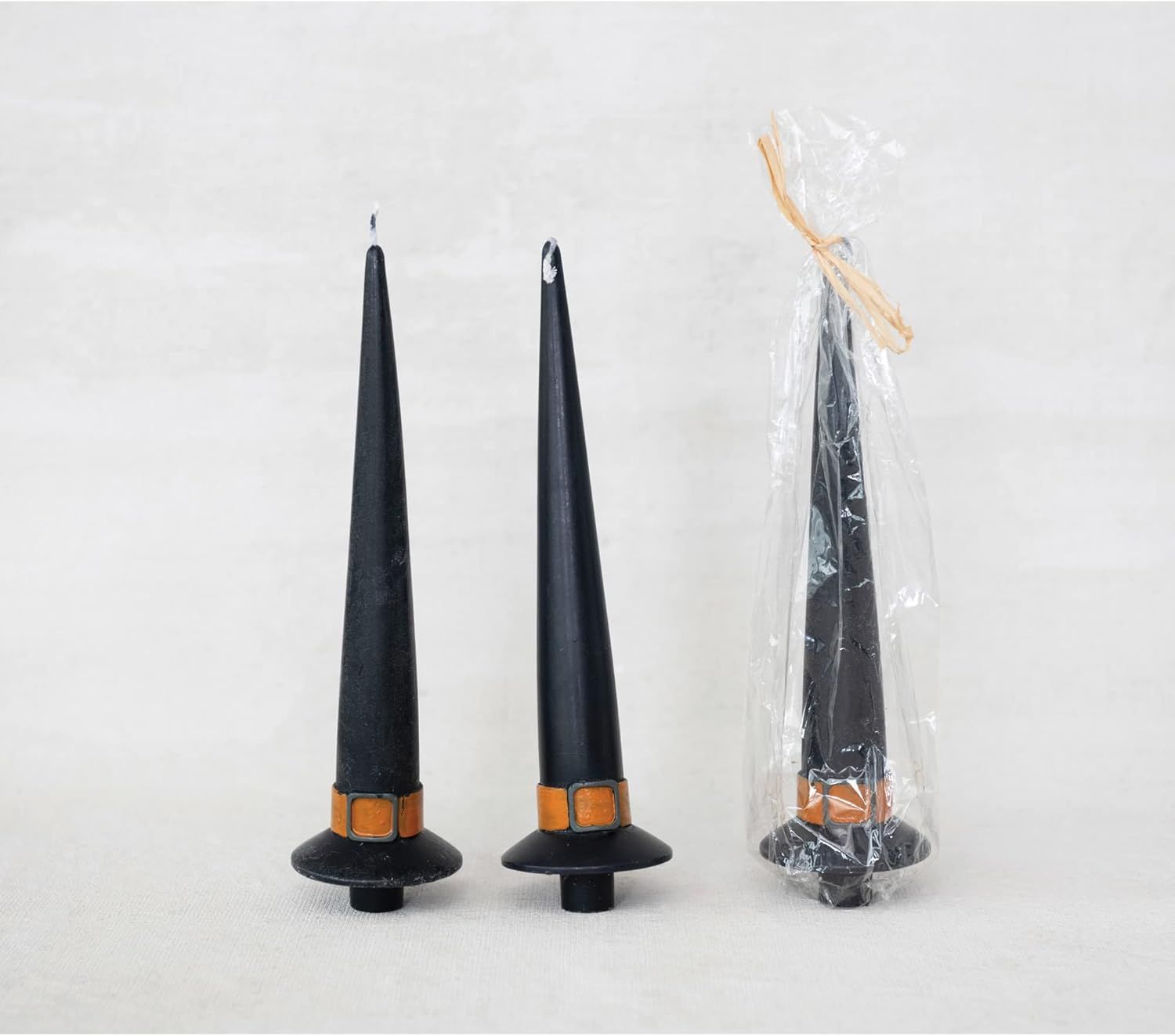 Creative Co-Op Unscented Witch Hat Shaped Taper Candle, Black and Orange | Amazon (US)