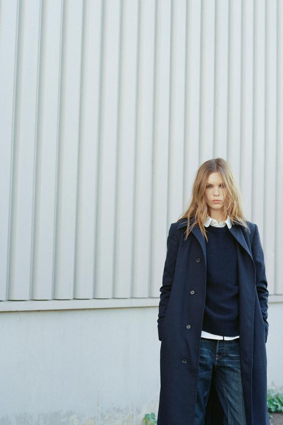 Zara - 100% Cotton Trench Coat - Navy Blue - Xl - Woman | Zara US
