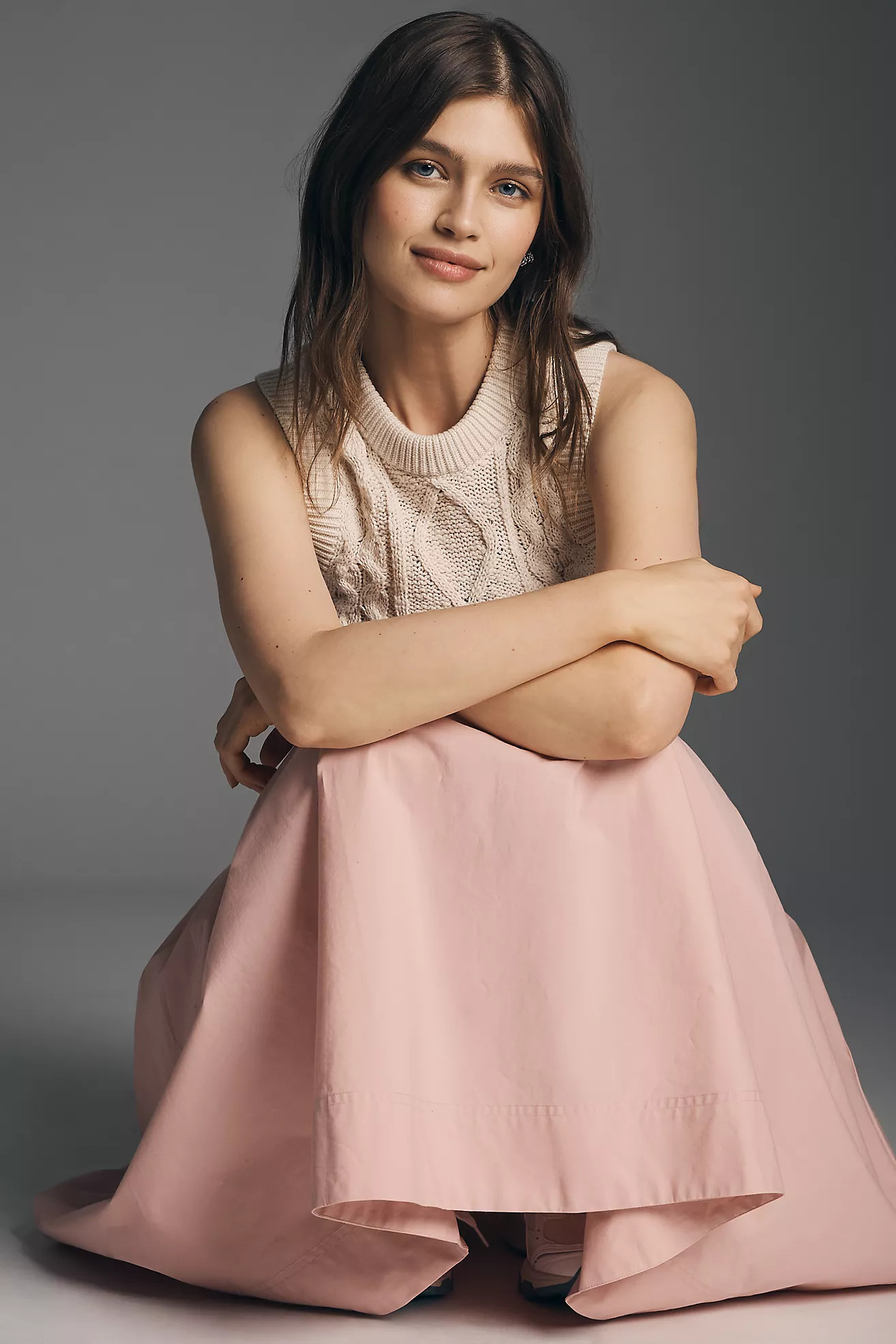 By Anthropologie Twofer Sleeveless Poplin Midi Dress | Anthropologie (US)