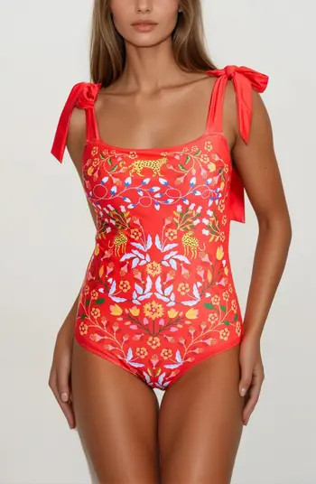 Jessie Zhao New York Red Blossom Reversible One-Piece Swimsuit | Nordstrom | Nordstrom