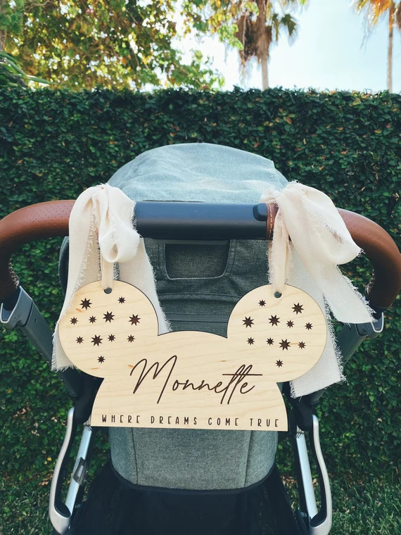 Disney Inspired Mouse Ears Stroller Tag WDW Personalized Wood | Etsy | Etsy (US)