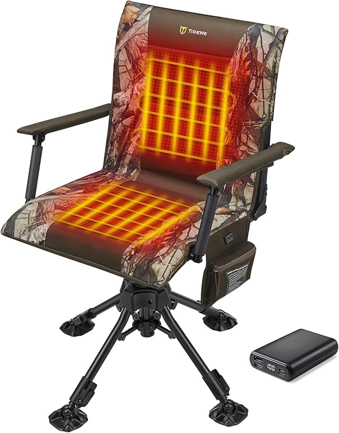 TIDEWE Hunting Chair Heated with Seat Cover & Battery, 360 Degree Silent Swivel Blind Folding Cha... | Amazon (US)