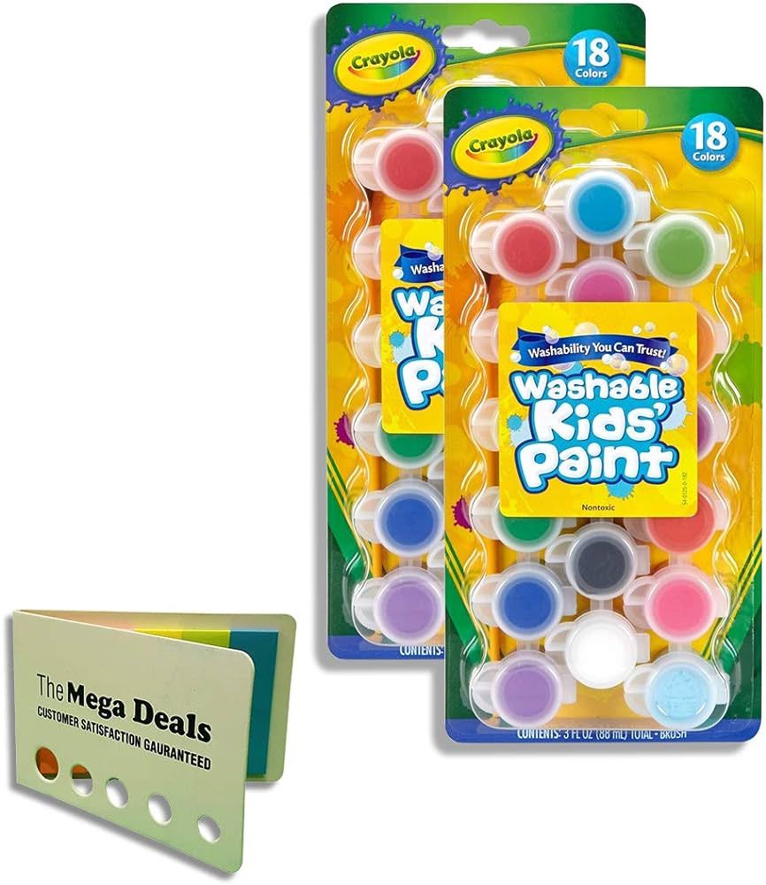 Crayola Washable Kids Paint Assorted Colors, Pack of 2 | Includes 5 Color Flag Set | Amazon (US)