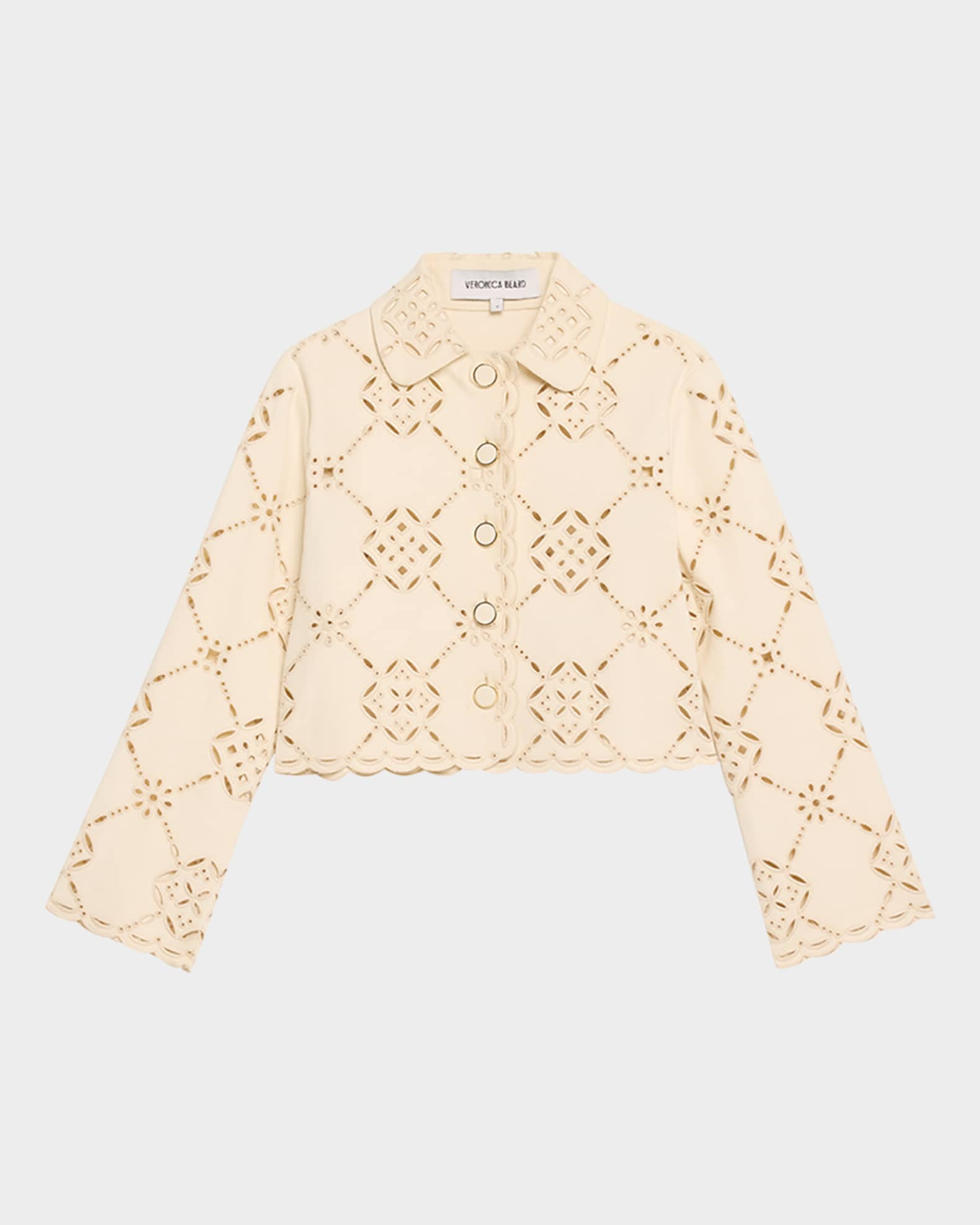 Veronica Beard Adelaide Scalloped Eyelet-Embroidered Jacket | Neiman Marcus