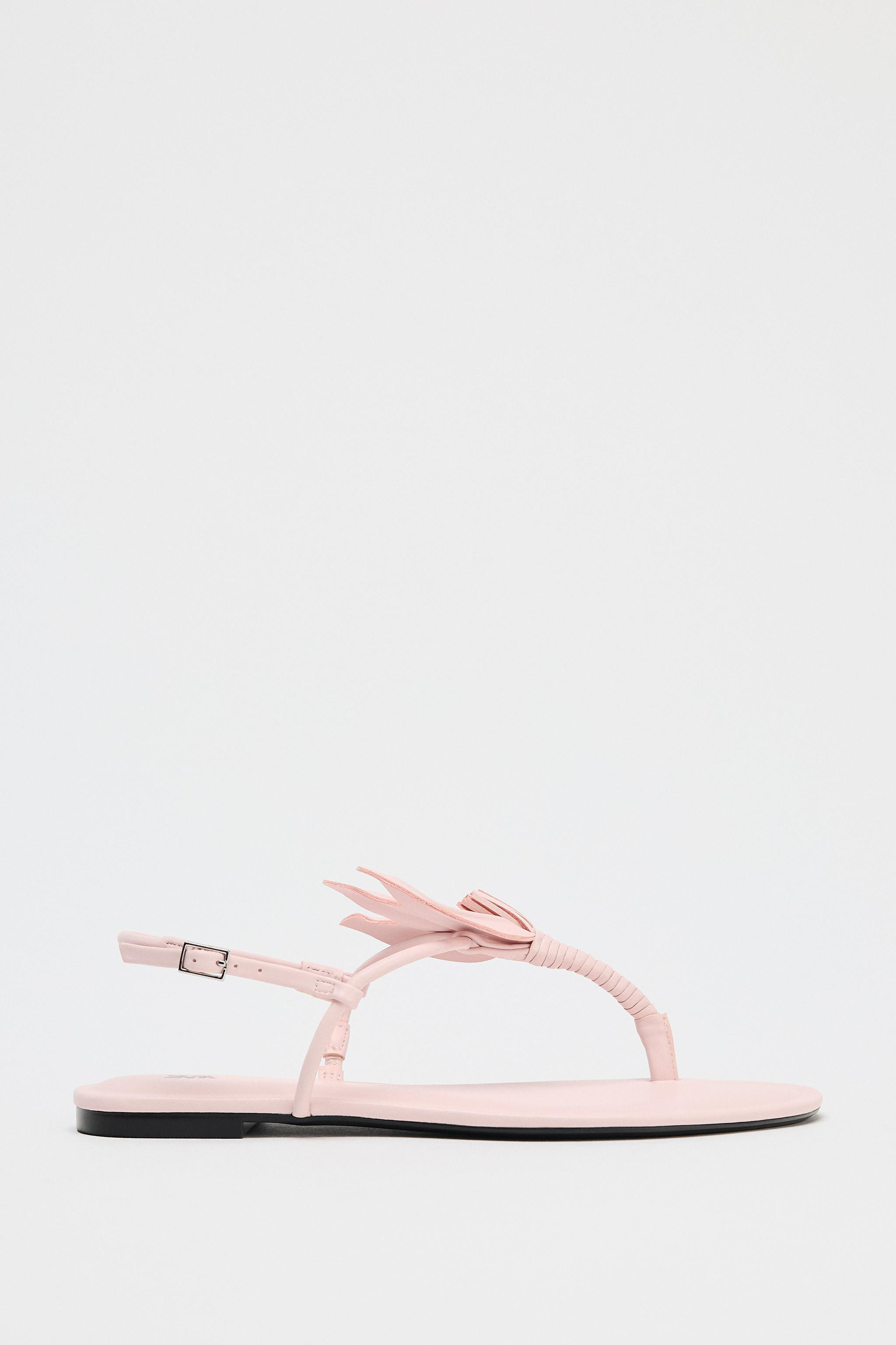 FLAT SANDALS WITH FLOWER | Zara US