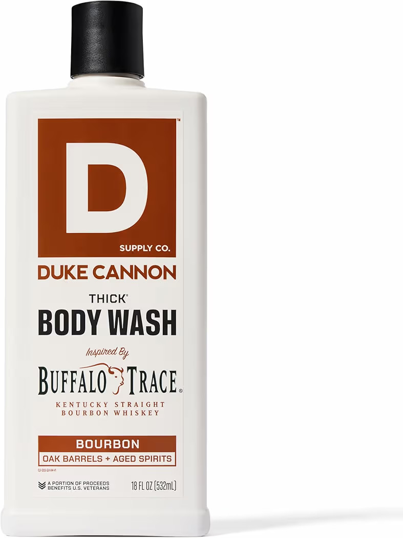 Duke Cannon Supply Co. Thick High Viscosity Body Wash - 3X Thicker, Cleansing Shower and Bath Gel, Mineral-Enriched Body Wash for Men - Big American Bourbon - Mens Body Scrub - Bourbon (18 oz) | Amazon (US)