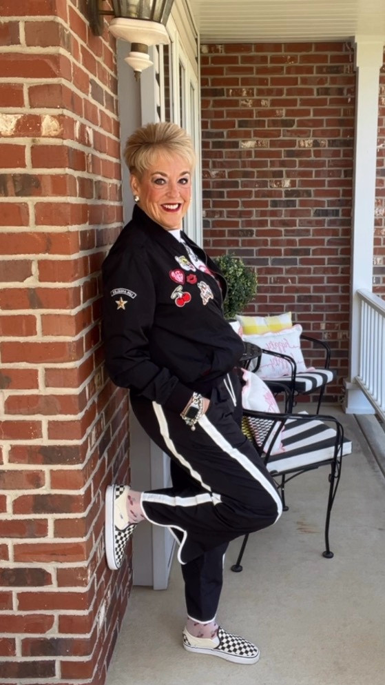 Track Pants
Graphic Tee
Patchwork Bomber Jacket
Van Sneakers