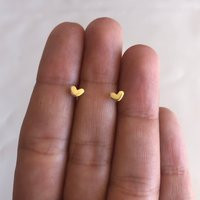 Tiny Gold Heart Studs, 14Kt Vermeil, .925 Sterling Silver, Dainty Minimalist Jewelry, Small Earrings, Valentine Gifts For Her | Etsy (US)