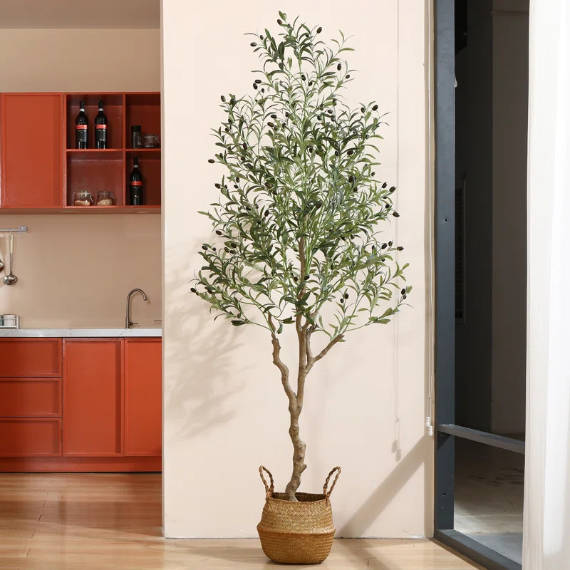 Adcock Faux Plant in Wicker/Rattan Basket | Wayfair North America