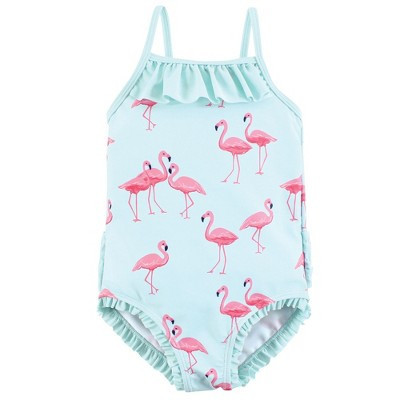 Hudson Baby Girls Toddler Swimsuit, Mint Flamingo, 5T | Target