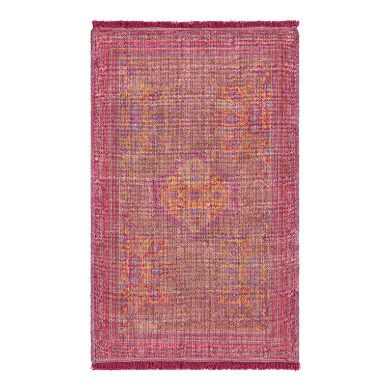 Hali Overdyed Orange and Red Medallion Recycled Area Rug | World Market