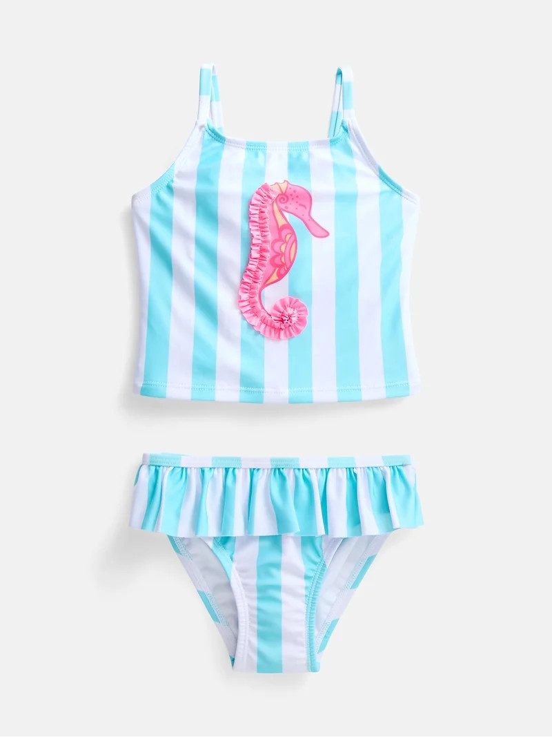 Wonder Nation Baby and Toddler Girls Tankini Swimsuit Set, 2-Piece, Sizes 12M-5T | Walmart (US)