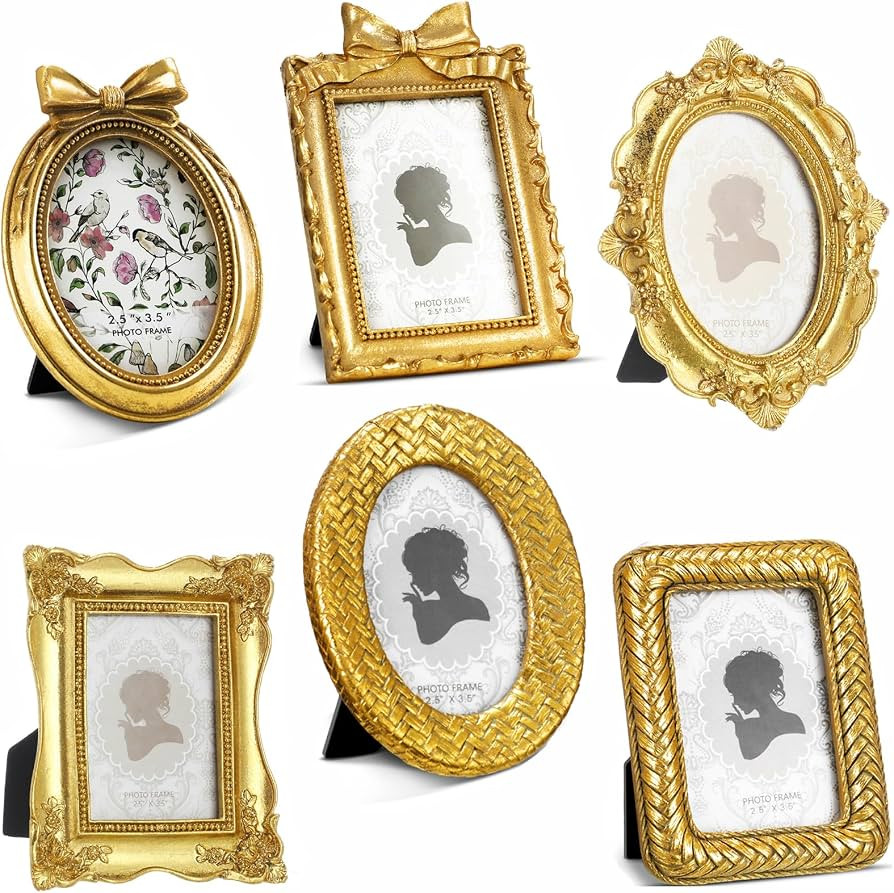 Vicenpal 6 Pcs Small Gold Vintage Picture Frames Baroque,Elegant Style | Amazon (US)