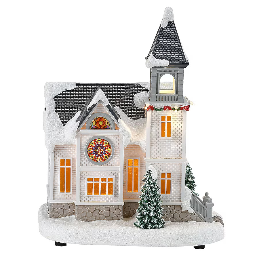 Carole Towne Church Lighted Musical Village scene | Lowe's