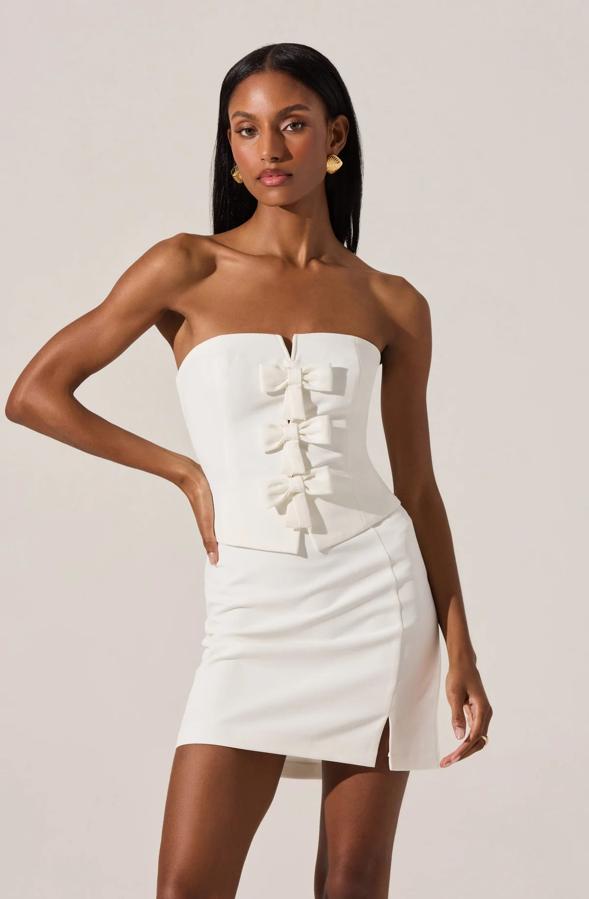 Strapless Layered Bow Mini Dress | ASTR The Label (US)