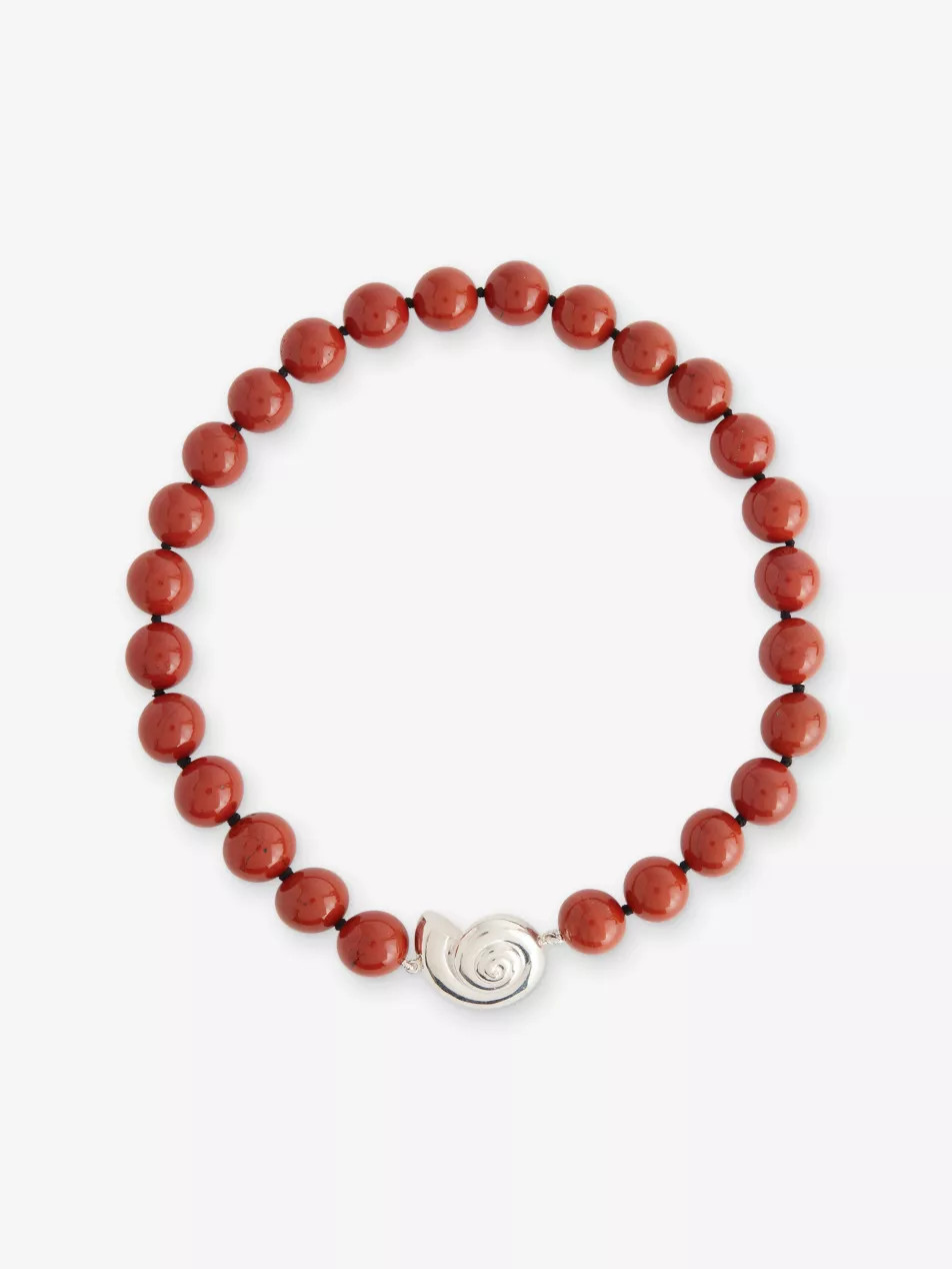 Nautilus Sterling-Silver And Red Jasper Beaded Collar Necklace | Selfridges