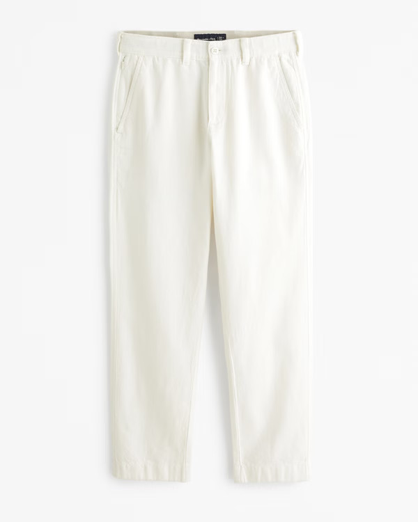 Men's Straight Linen-Blend Fixed Waist Pant | Men's Bottoms | Abercrombie.com | Abercrombie & Fitch (US)