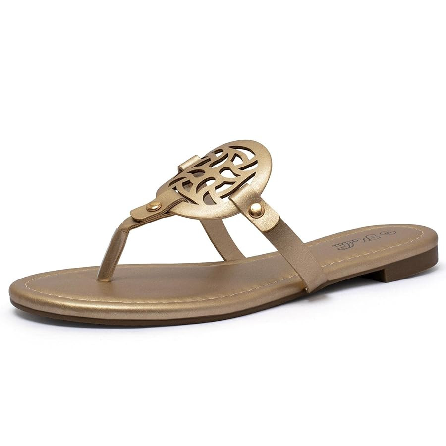 katliu Women's Flat Sandals Flip Flop Sandals Comfortable Dressy Thong Sandals | Amazon (US)