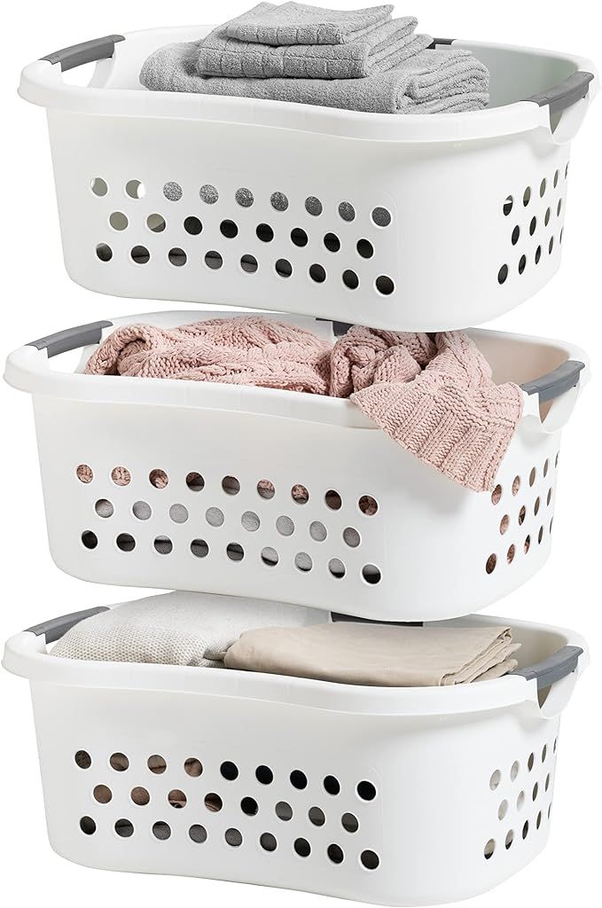 IRIS USA 3 Pack Comfort Carry Laundry Basket, White | Amazon (US)