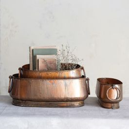 Copper Finish Metal Planter Set of 3 | Antique Farm House