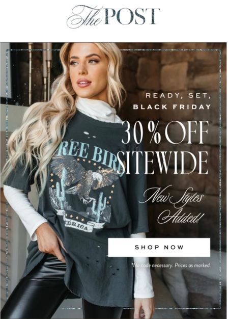The Post ~NEW~ DOOR BUSTERS 30-70% Sitewide!  Small Business Saturday just got Lit🔥Check everything off your Holiday Wish List 🎄Do not miss this amazing holiday sale!! 


#smallbusiness #smallbusinesssaturday #sitewidesale #thepost #postie #holidaydoorbusters #cowboyboots #graphictees #ltkunder100 #ltksalealert

#LTKHoliday #LTKunder50 #LTKGiftGuide