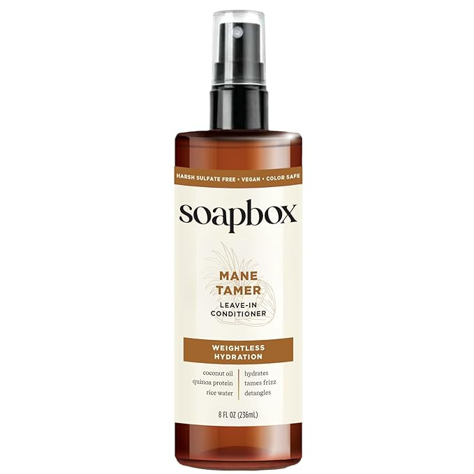 Soapbox Mane Tamer, Leave-In Conditioner Spray to Tame Frizz, Smooth Fly Aways, Hydrate, Add Shin... | Amazon (US)