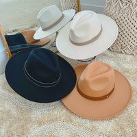 Wide Leather Trim Stiff Brim Fedora Felt Hat, Wool Rancher Hat Fedora, Panama Band | Etsy (US)