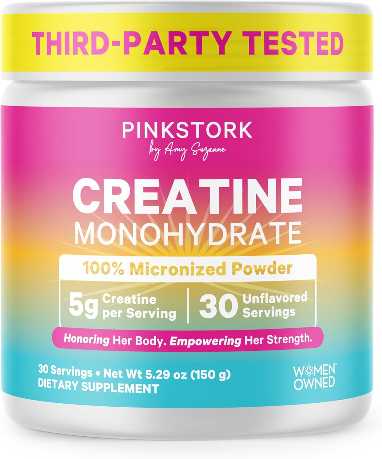 Pink Stork 5g Micronized Creatine Monohydrate Powder for Women - Support Muscles, Cellular Energy, Cognitive Function - Essential Amino Acid - Clean Alternative to Pills or Gummies - 30 Servings | Amazon (US)