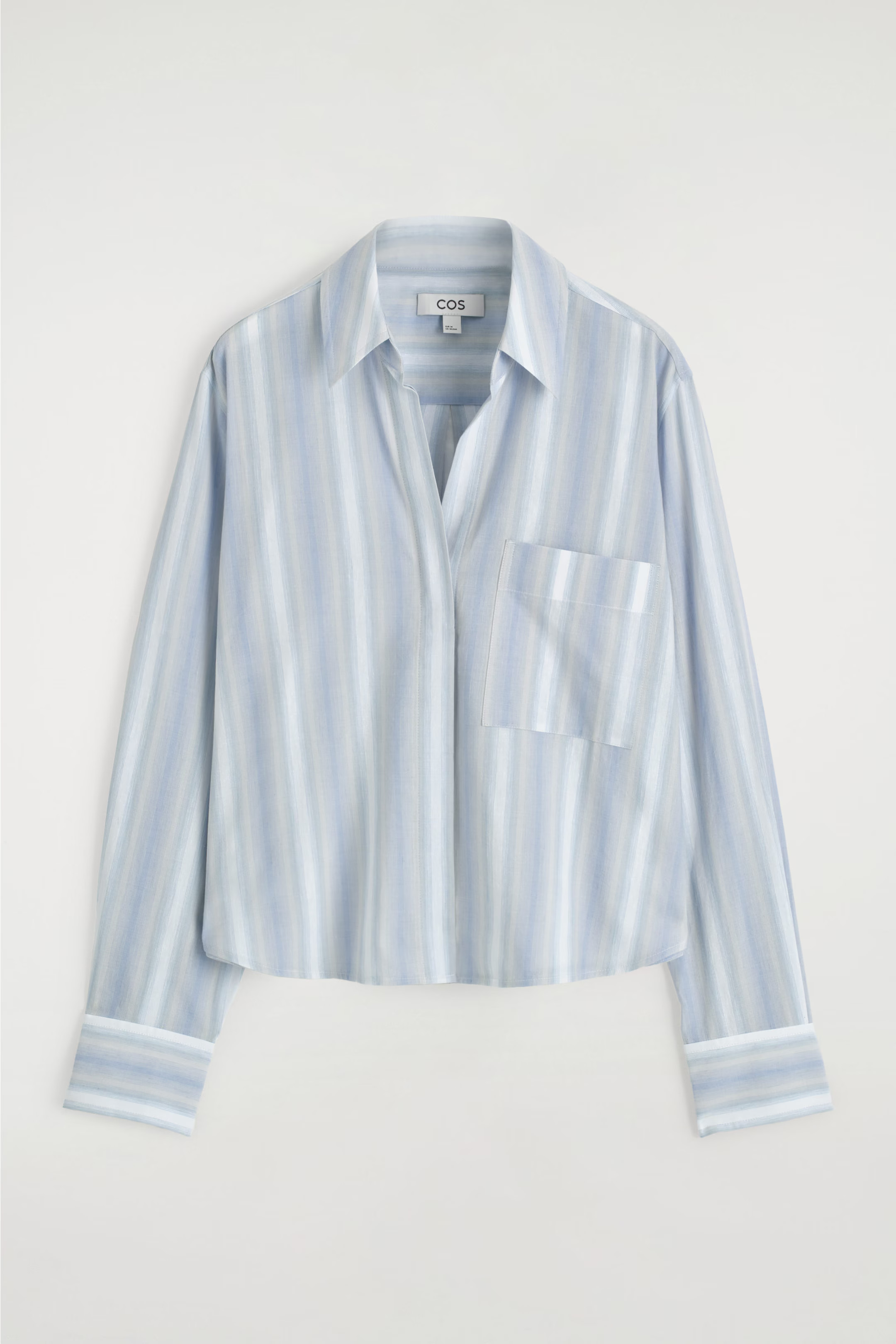 CHEMISE CROPPED EN COTON RAYÉ - BLEU / RAYÉ | COS | COS (EU)