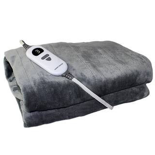 50 in. x 60 in. Heated Throw Blanket with 5 Heat Settings in Grey | The Home Depot