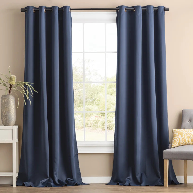 Solid Blackout Thermal Grommet Curtain Panels (Set of 2) | Wayfair North America