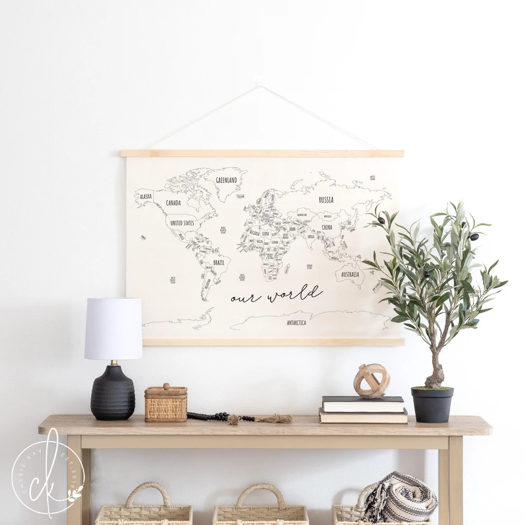 World Map | Wall Decor | Travel Decor | Homeschool Decor | Classroom Decor | Living Room Decor | Etsy (US)