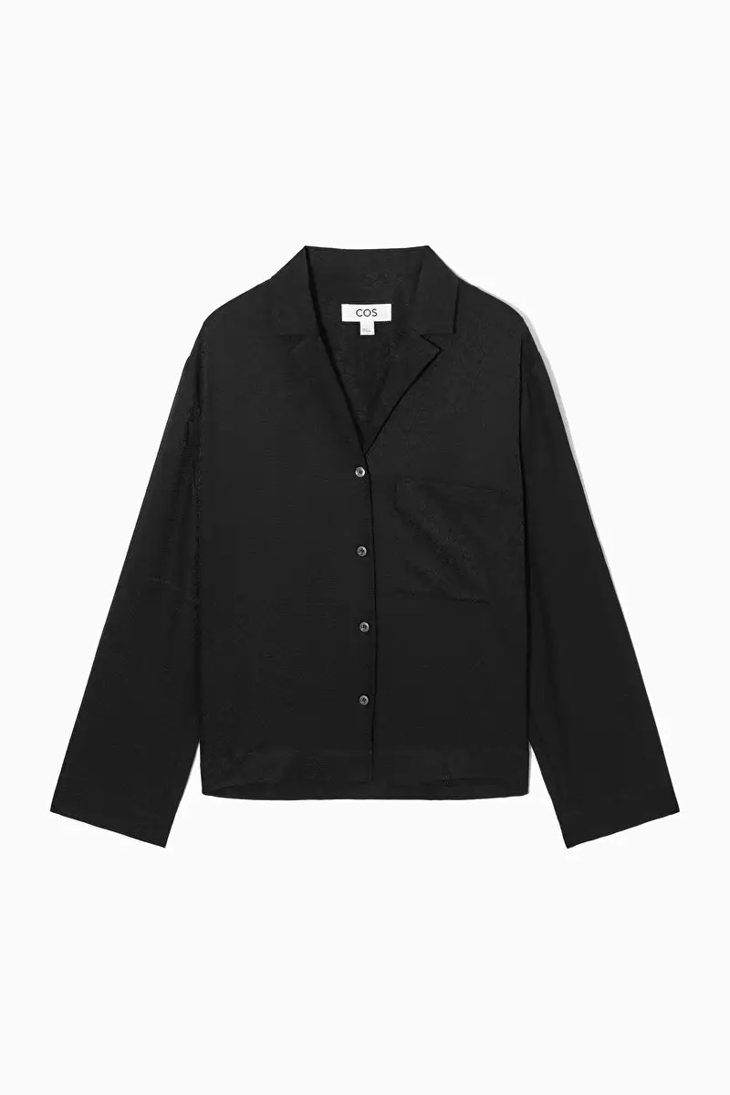 GEOMETRIC-JACQUARD SILK PYJAMA SHIRT - BLACK / GEOMETRIC - COS | COS UK