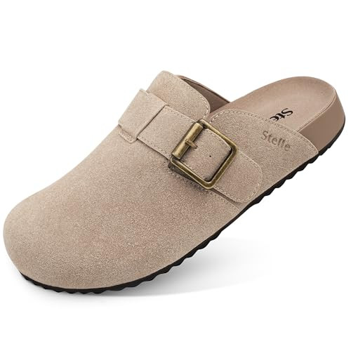 Stelle Suede Clogs for Women Men Potato Shoes with Arch Support Leather Cork Footbed Mules Slip o... | Amazon (US)