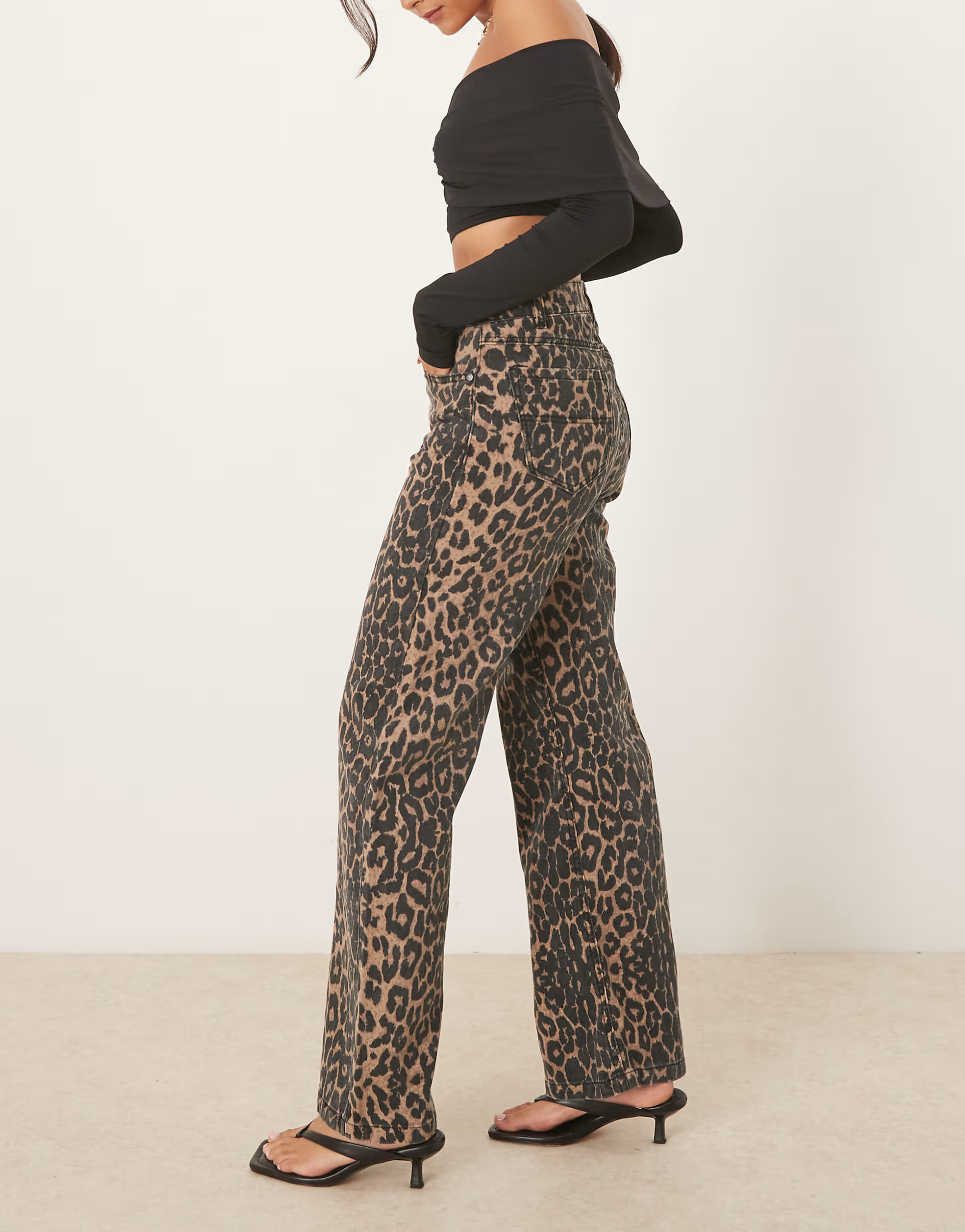 Brave Soul Leopard print wide leg jeans in brown | ASOS | ASOS (Global)