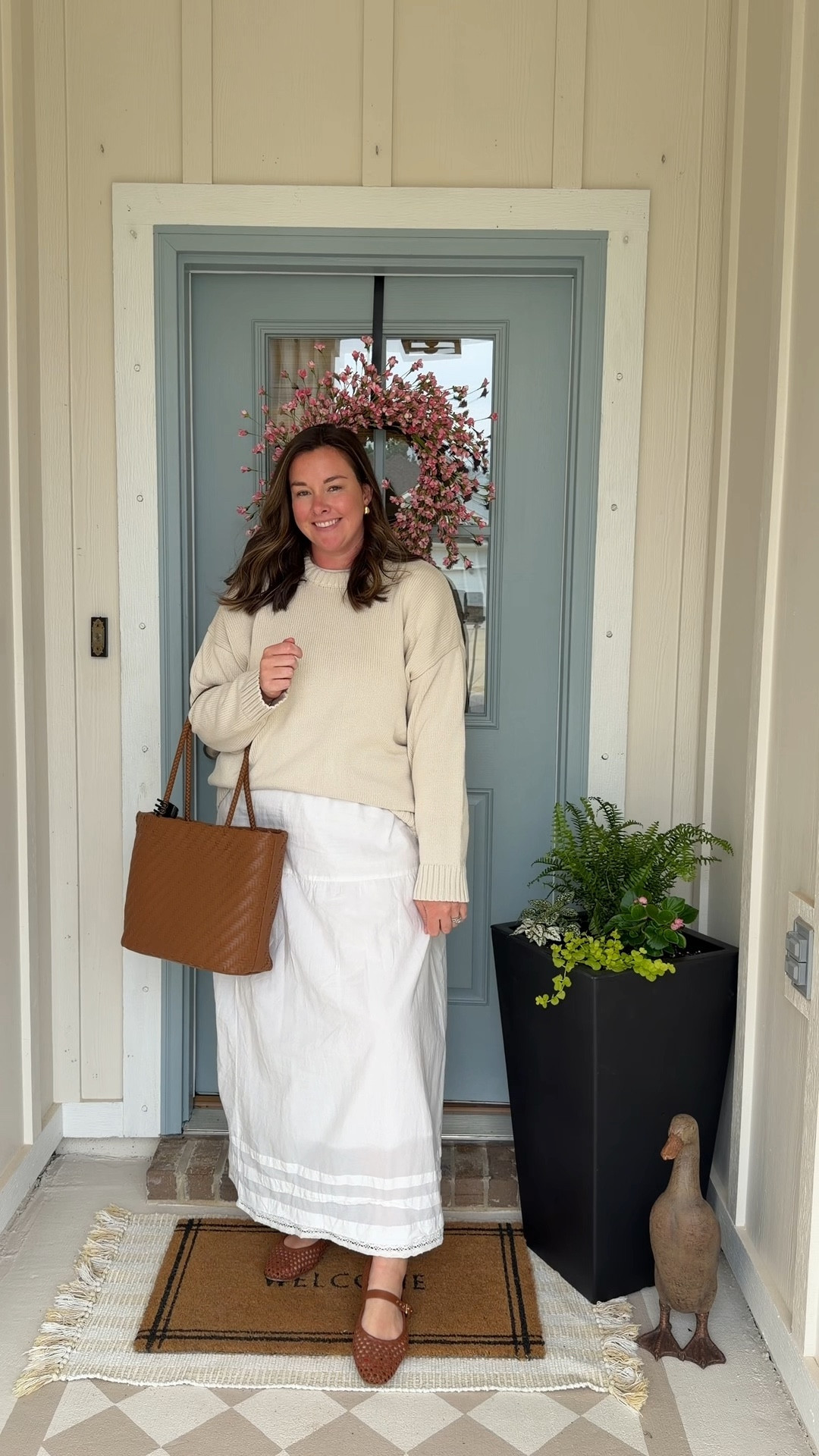 Easy spring (yet kinda chilly) Sunday outfit✨ I am 5’11 size 16, and wearing an XL tall in the sweater and skirt (the woven flats are from last year but I’m linking a similar pair)

#LTKMidsize #LTKootd #LTKTall