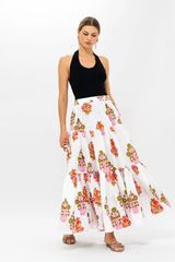Tiered Maxi Skirt- Dilli Orange | Oliphant Design
