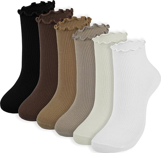 BomKinta Ankle Ruffle Socks Women - Cute Crew Frilly Sock - Low Cut Cotton Socks | Amazon (US)