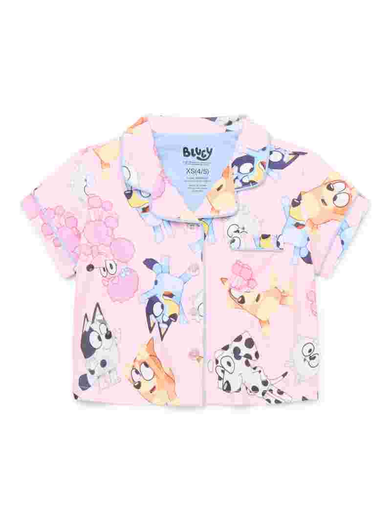 Bluey Girls' Button Front Top and Shorts Pajama Set, 2-Piece, Sizes 4-12 | Walmart (US)