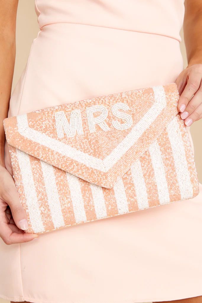 Sealed In Love Pink And White Beaded Clutch | Red Dress 