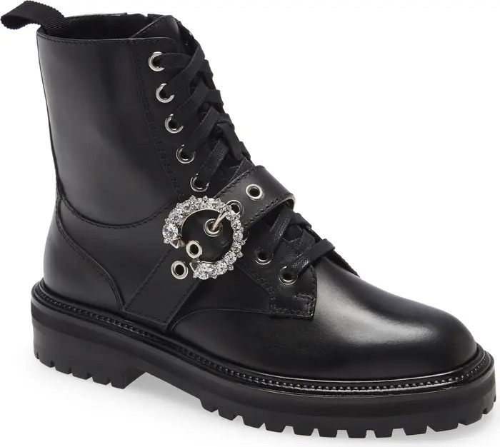 Jimmy Choo Cora Crystal Buckle Combat Boot | Nordstrom | Nordstrom