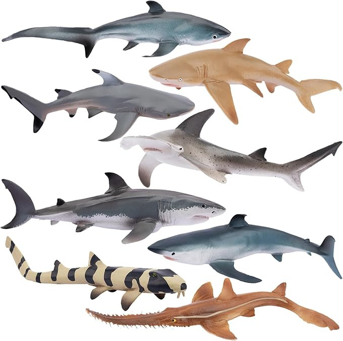 Toymany 8PCS Shark Toys Figurines, Realistic Sea Creatures Shark Toy for Kids 3-5 6-12, Ocean Sea... | Amazon (US)