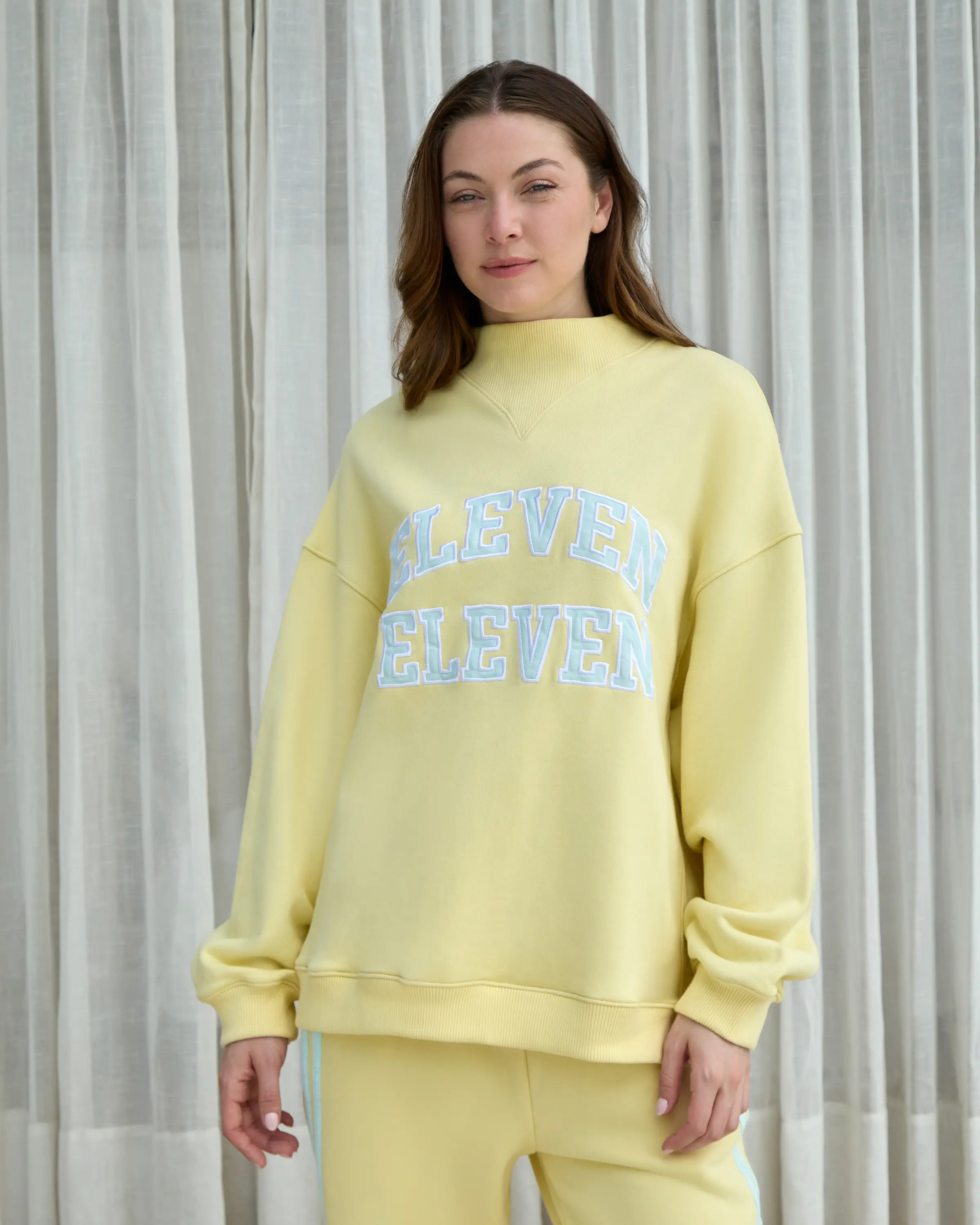 Rib Mockneck in Squeeze and Bubble Stripe | Eleven Eleven