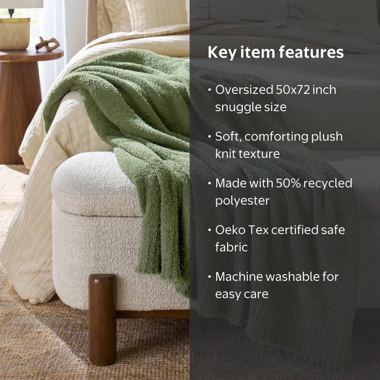 Better Homes & Gardens Oversized Cozy Knit Couch Throw Blanket, Green Ash, 50 x 72 in | Walmart (US)