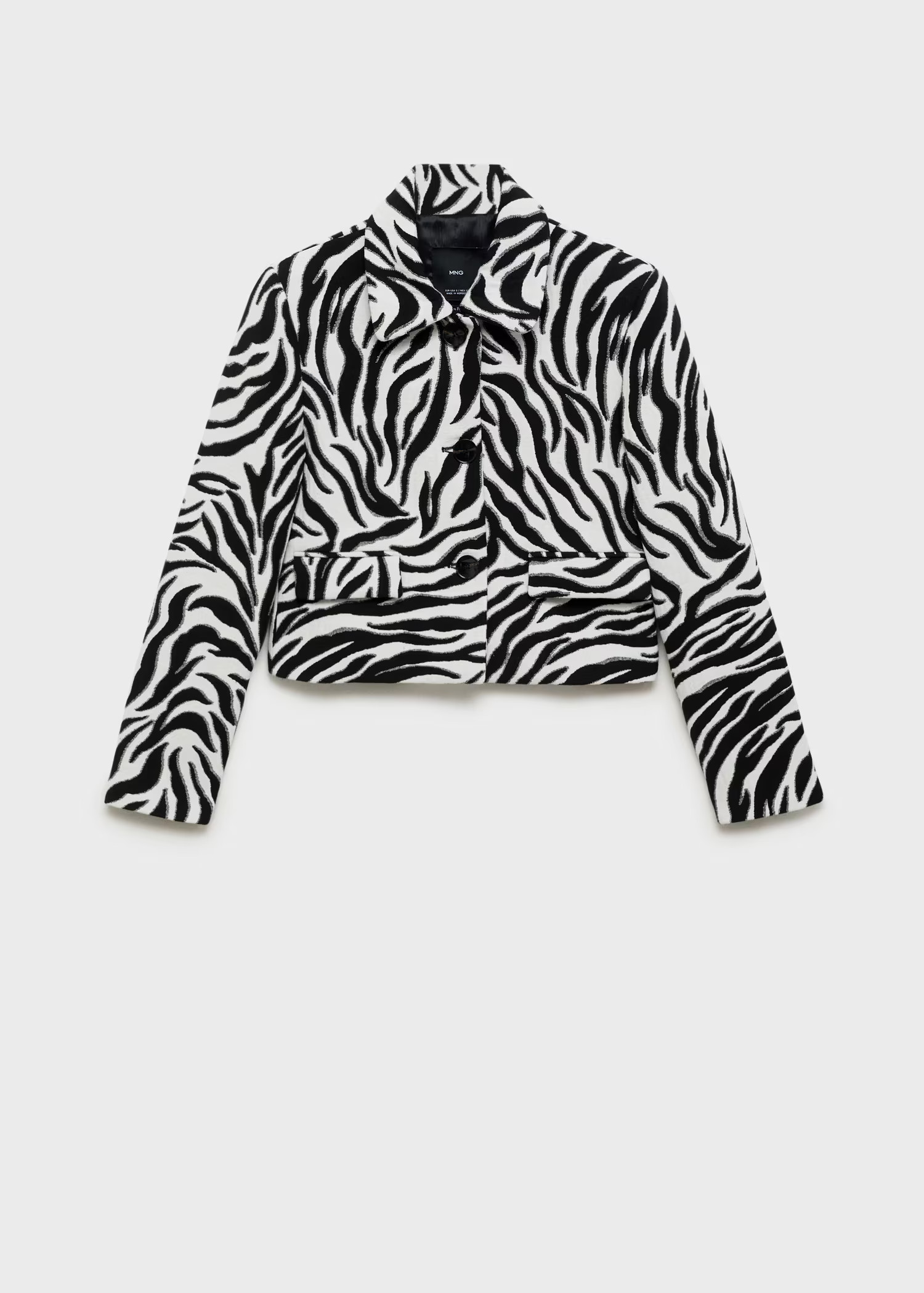 Zebra-print jacket with buttons - Women | MANGO USA | Mango (US/MX/AU)