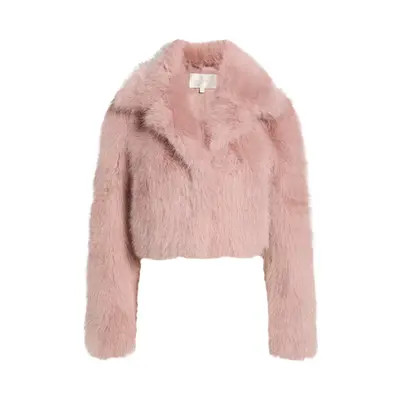 LoveShackFancy Stroma Faux Fur Jacket in Smoked Mauve at Nordstrom, Size X-Large | Nordstrom
