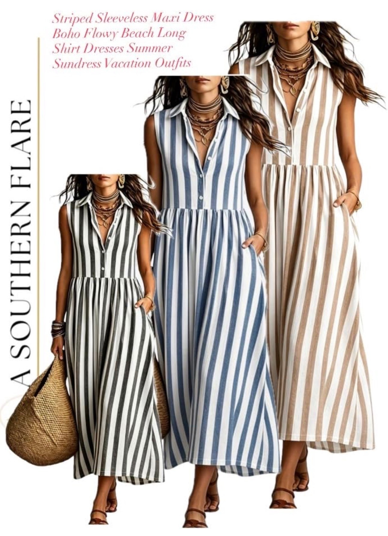 These stylish sundresses are perfect for a sunny day at the beach. #SummerStyle #BeachWear