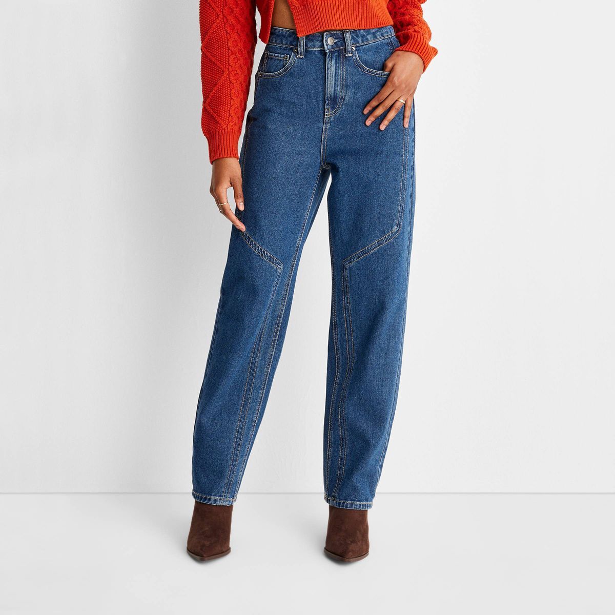Women's Western Seamed Denim Straight Pant - Future Collective™ with Reese Blutstein Dark Blue | Target